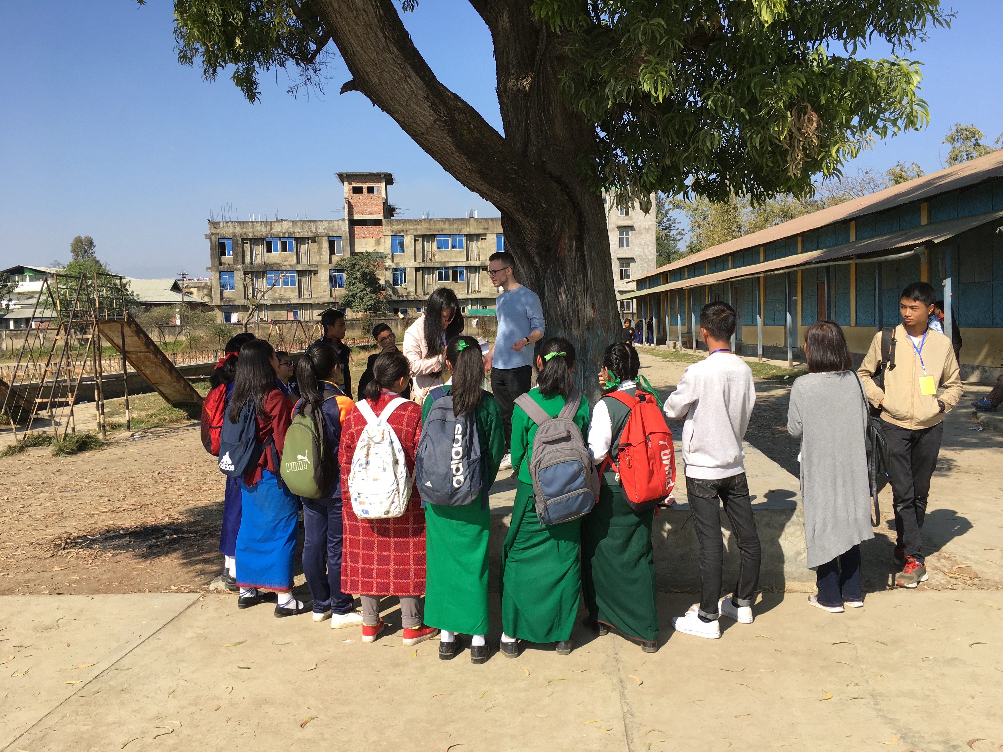 Sam briefing his students