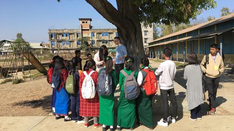 Sam briefing his students
